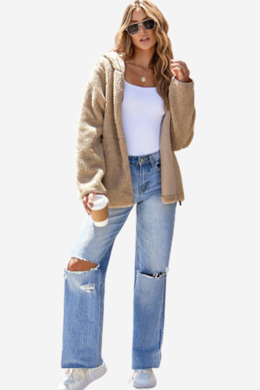 Women's Fleece Zip-Up Hooded Jacket