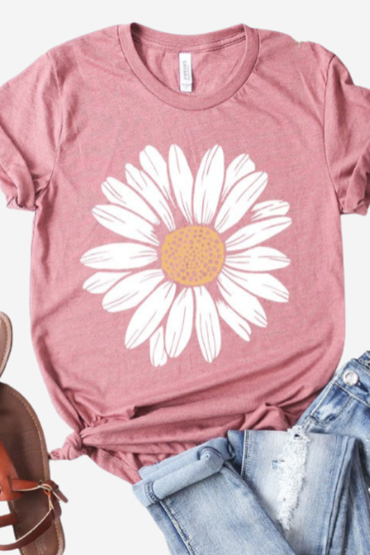 Daisy Print Cotton Graphic Tee