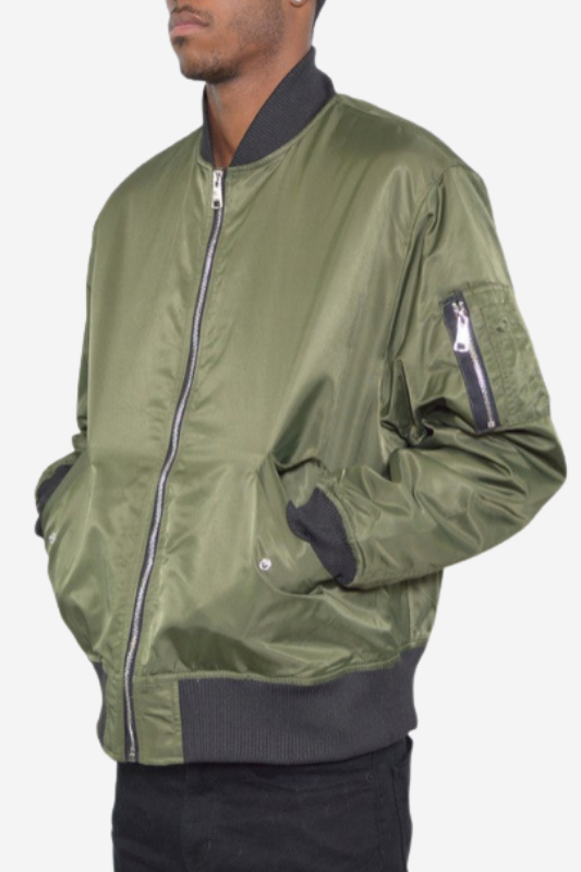 Mens Solid Padded Bomber Jacket