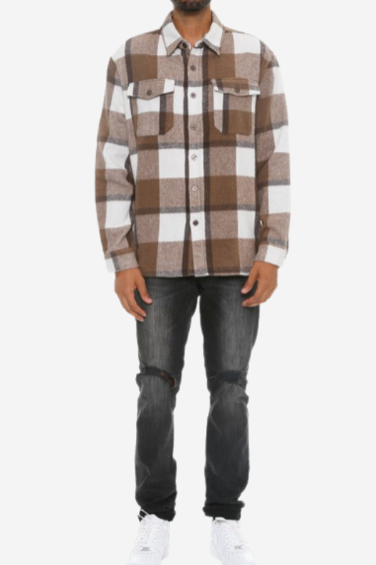 Mens Checkered Soft Flannel Shacket