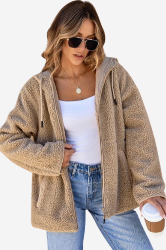 Women's Fleece Zip-Up Hooded Jacket