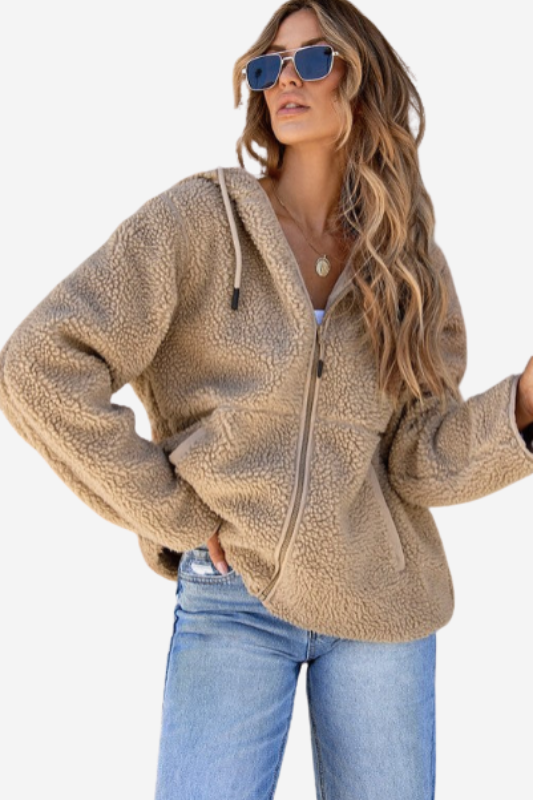 Women's Fleece Zip-Up Hooded Jacket