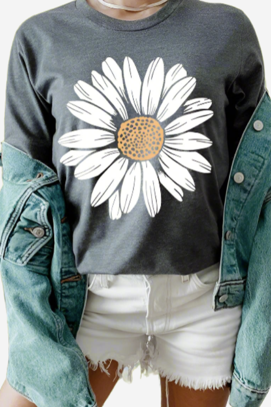 Daisy Print Cotton Graphic Tee