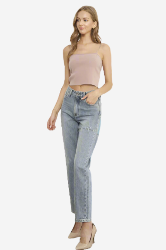 High Waist Straight Leg Jeans