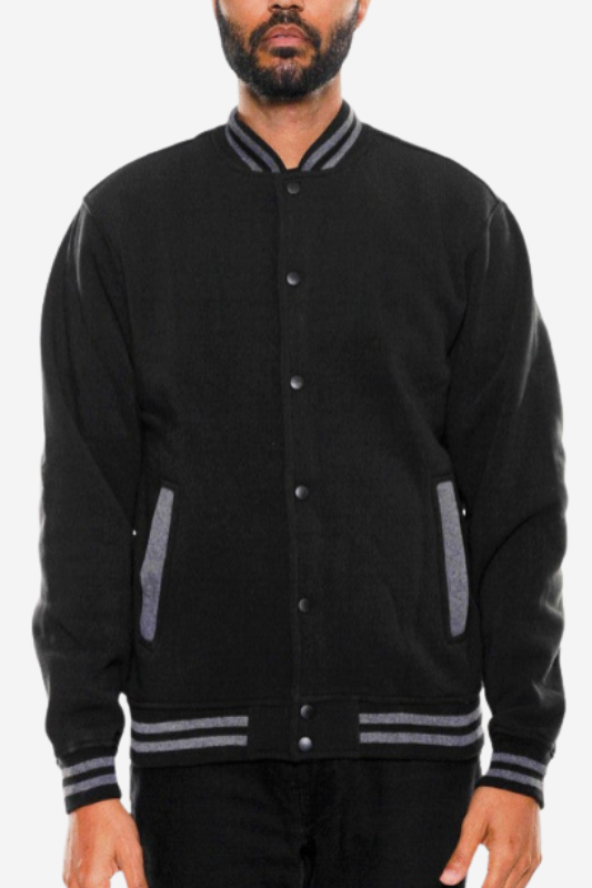 Mens Fleece Varsity Bomber Jacket