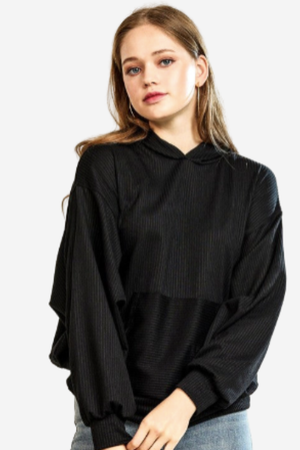 Ribbed Hoodie Top