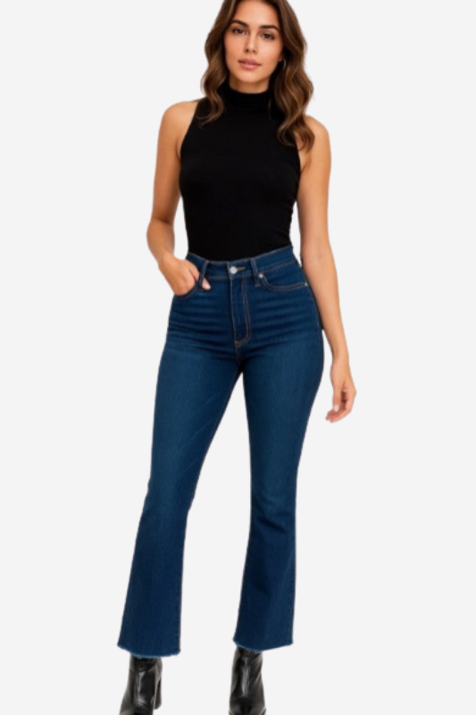Cropped Flare Stretch Jeans