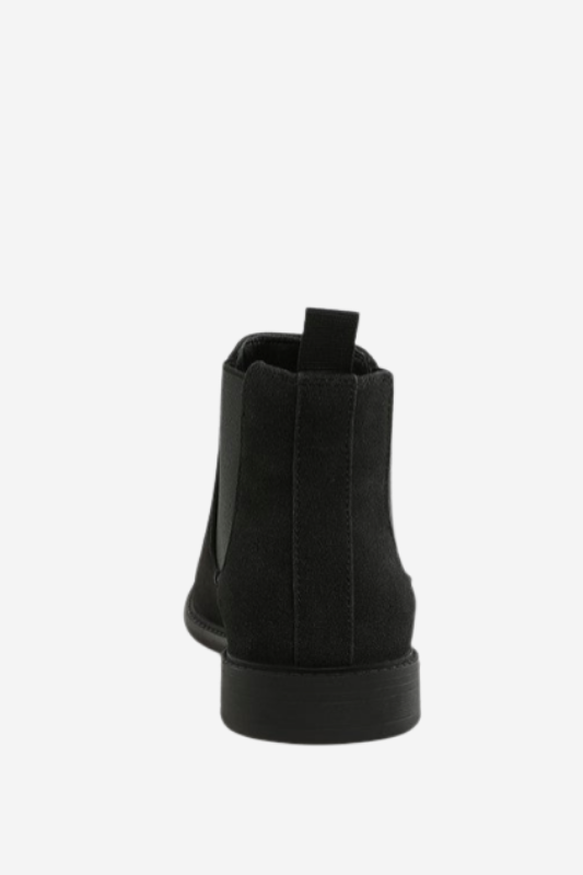 Black Faux Leather Chelsea Boots