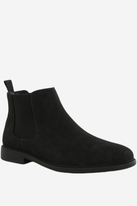 Black Faux Leather Chelsea Boots