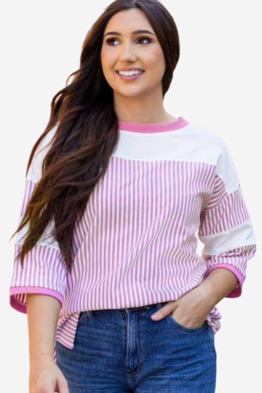 Striped Quarter Sleeve Top