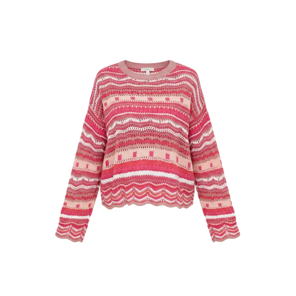 Crochet Striped Sweater - Front View 1 Balanced Sleeves