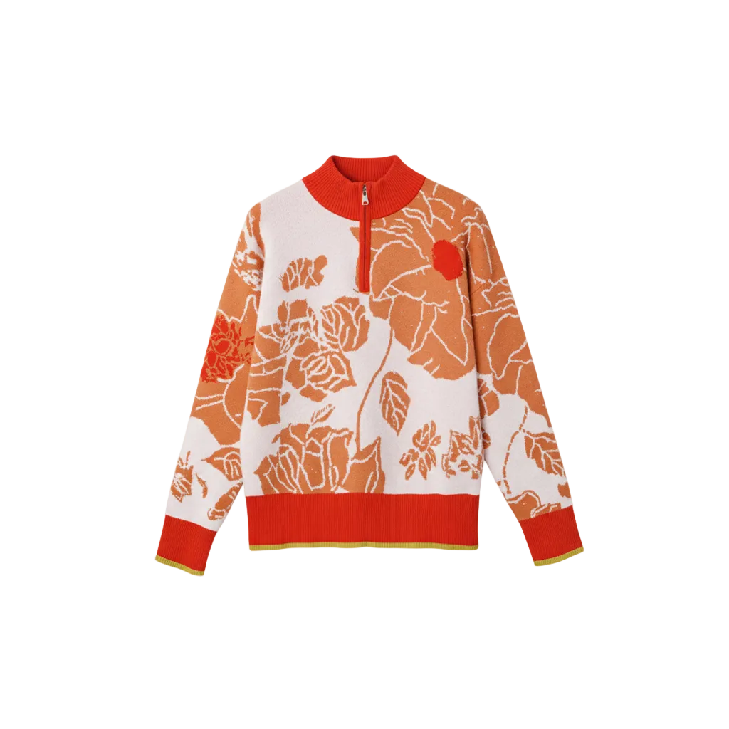 Enhanced Collared Quarter Zip Sweater - Mannequin-free with studio lighting