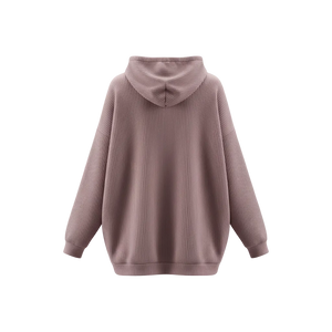 Mauve Plus Size Ribbed Hoodie Top - Back View