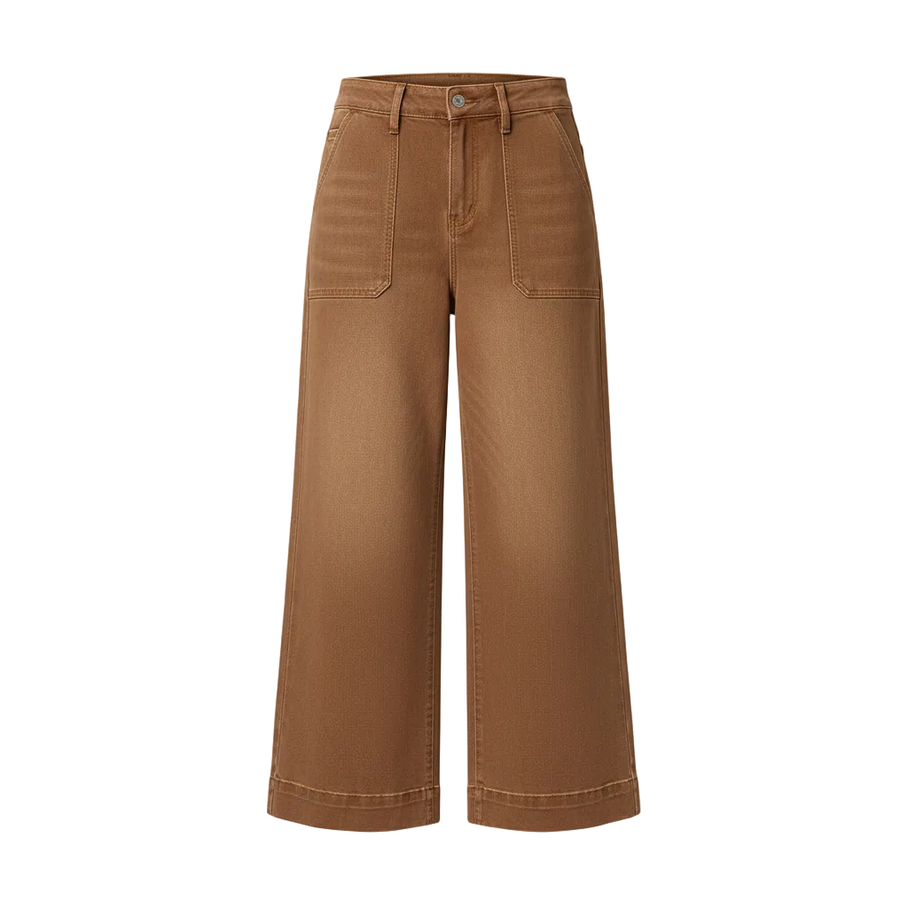 Wide Leg Cropped Jeans 3D Front