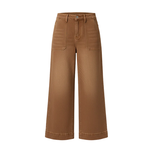 Wide Leg Cropped Jeans 3D Front